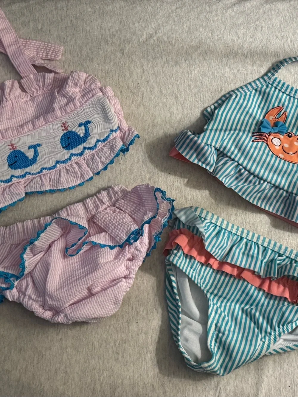 Girls Two-Piece Swim Set - Pink Whale & Blue Stripes